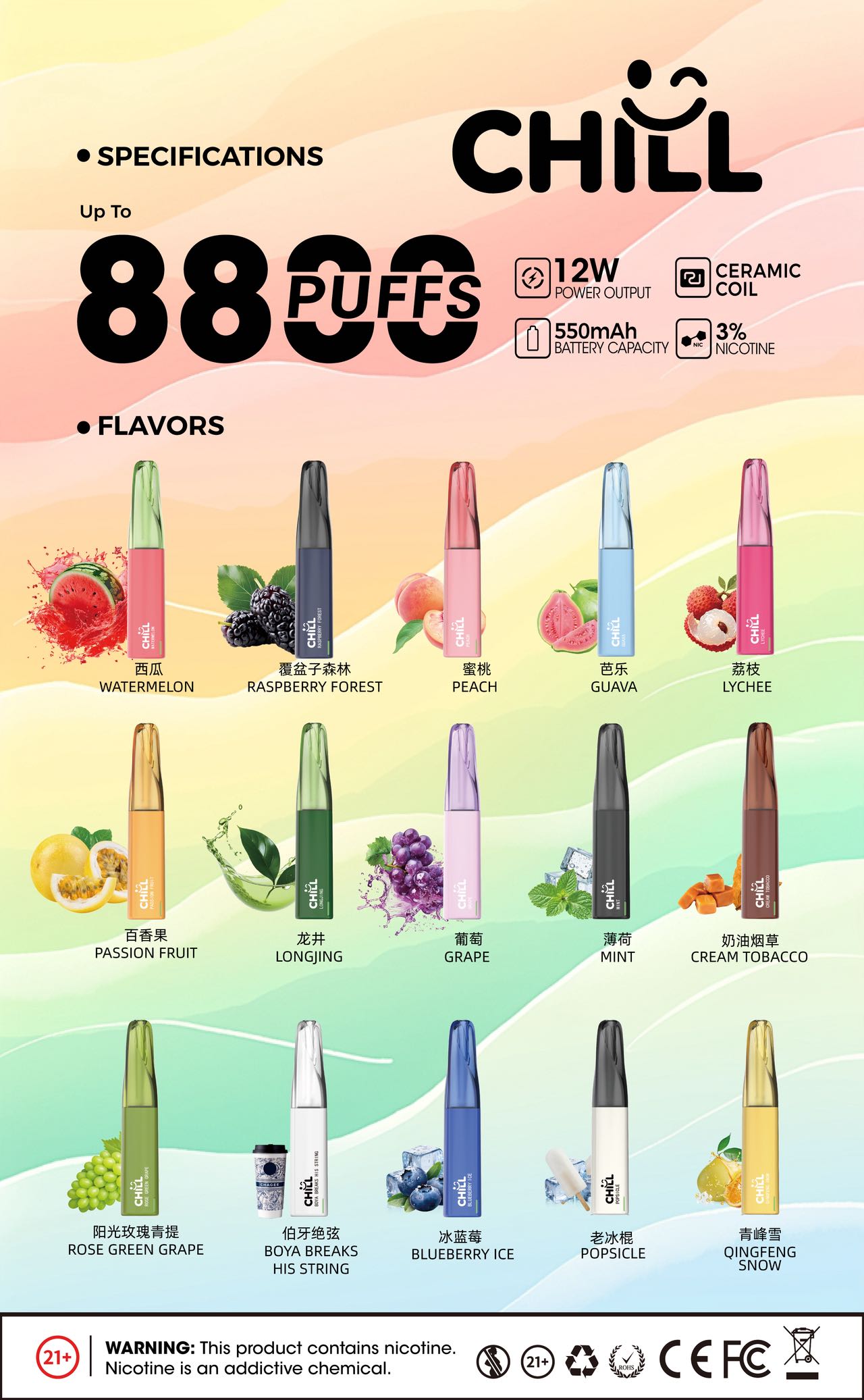 chill始祖鳥電子烟8800口