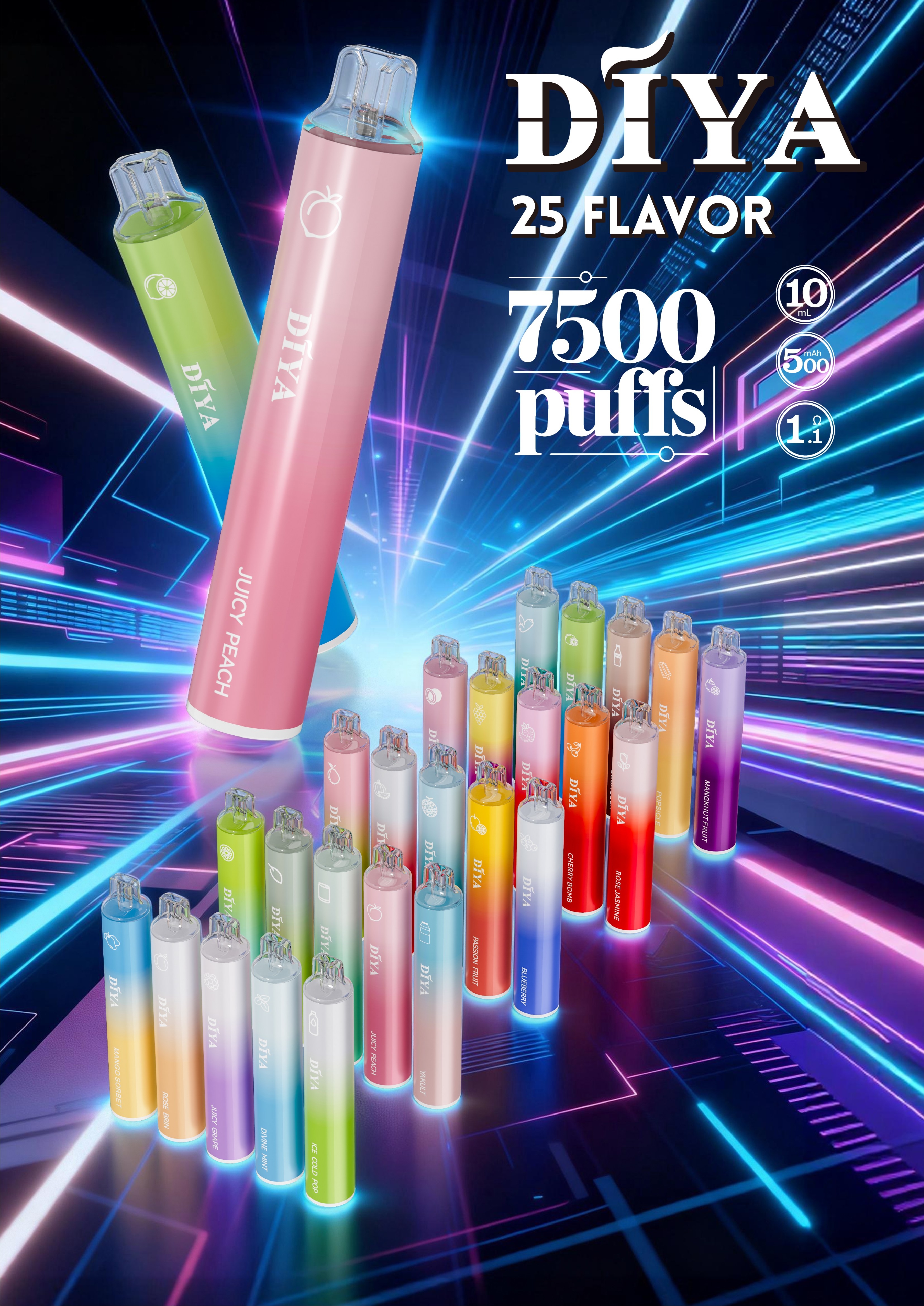 daya叮啞【抛棄式7500口】一次性電子煙 油艙加長